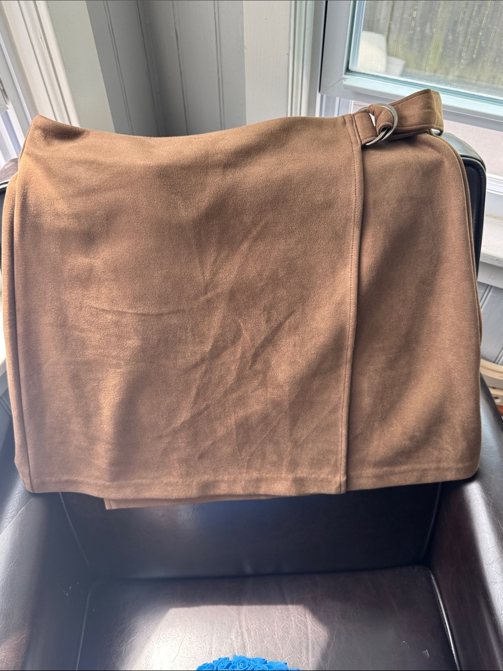 Banana Republic Brown Faux Suede Wrap Skirt with D-Ring Detail